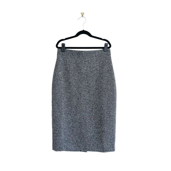 Banana Republic Skirt Herringbone Black Pencil Women's 2 Back Zip Vented - Picture 1 of 9
